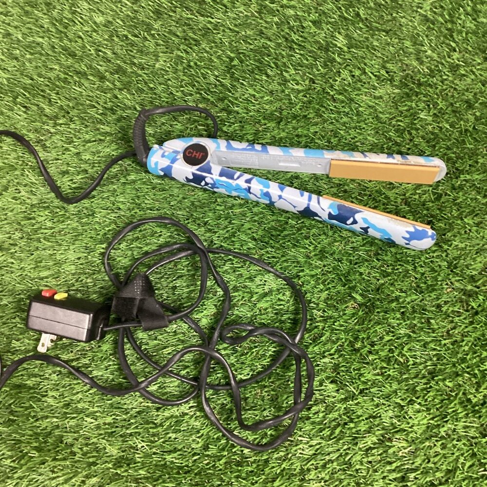 CHI Ultra Blue Camo Design Flat Iron Ceramic Hair Straightener
